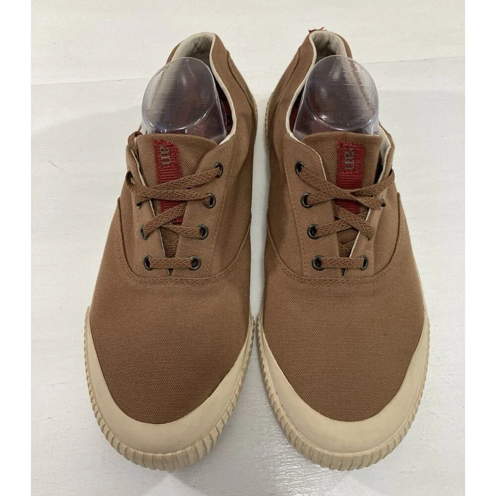 Flaw LL Bean Boat Shoes Mens 13M Brown Canvas Lace Up ECO Woods Casual Sneakers